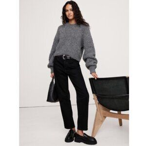 NEW Banana Republic Ultra High-Rise Straight Jeans 30/10 TALL Black Wash RAW HEM